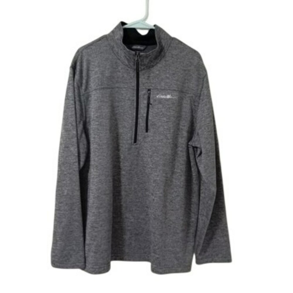 Eddie Bauer Mens Sweater Size XL Gray 1/4 Zip Pullover
